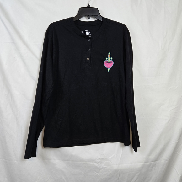 Disney Villains Loot Crate Exclusive Black Long Sleeve Embroidered Henley Tee XL - Picture 1 of 7